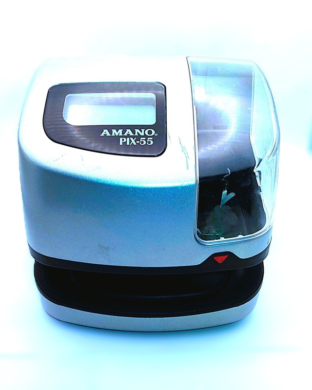 Amano PIX-55 PIX-10 Employee Time Clock 120VAC w/ Cord Parts/Repair No Key As-Is