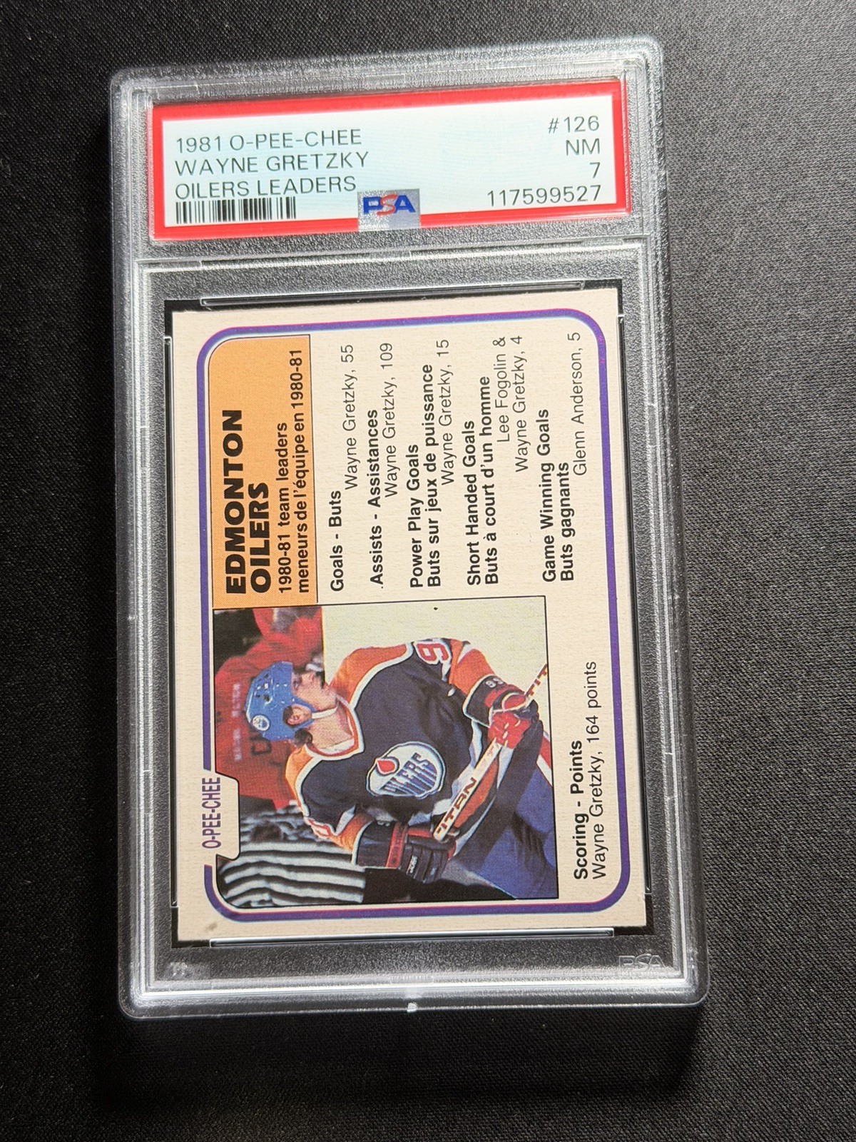 1981 O-PEE-CHEE OILERS LEADERS #126 WAYNE GRETZKY HOF PSA 7