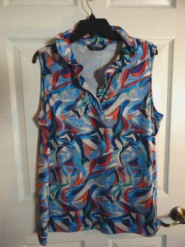 Tango Mango Sleeveless Abstract Print Wired Collar Top (XL)