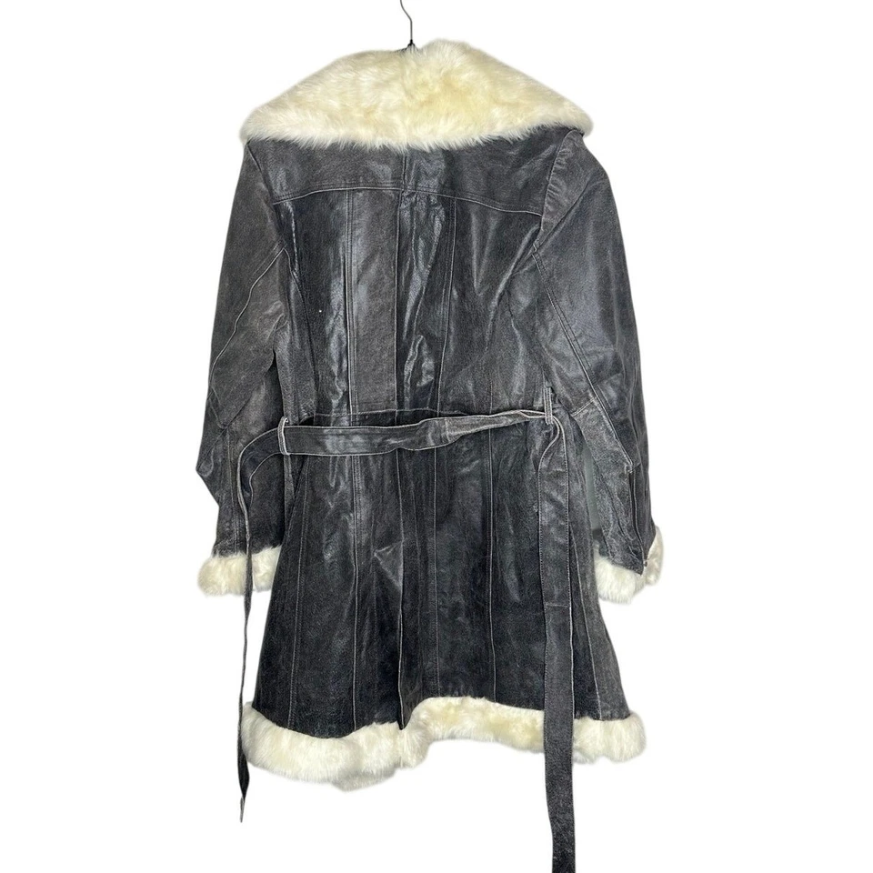 Torrid Penny Lane Suede Faux Fur Trim Coat Gray White Bohemian Indie Winter 1X - Image 2 of 4