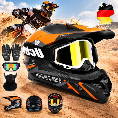 Motorradhelm ECE-zertifiziert Integralhelm ABS Vollvisier Handschuhe L NEU