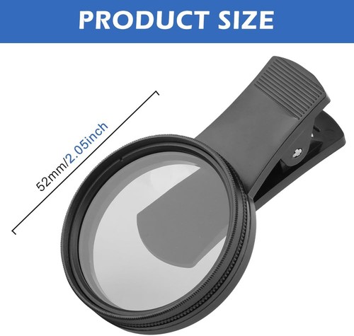 Kit de filtro de lente de cámara de teléfono CPL con clip de 52 mm, polarizador con clip negro  - Imagen 2 de 9