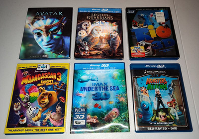 LOT 6 X 3D Bluray Movies Rio Avatar Madagascar 3 Rise of the Guardians MORE!