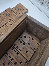 Wooden Dominoes Tile Game Classic Set with Storage Box