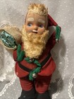 Vintage antico lavoro musicale velluto a coste Babbo Natale dipinto volto chiaro NY PELUCHE