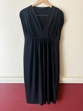 Norma Kamali Dress V-Neck Gathered Waist Women's L Stretch Black Bandage