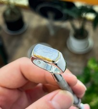 Engraved Aqeeq Ring with Gift Box  Handmade Yemeni Agate Stone Ring  Islamic