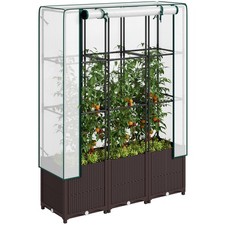 Outsunny Plastic Vegetable Planter with Trellis, 120 x 40 x 140 cm