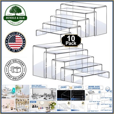 Large Clear Acrylic Display Risers Set of 10 in Various Sizes for Showcasing