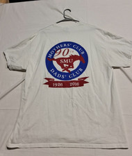 SMU Mustangs 90th Anniversary 1926-2016 Mothers Dads Club T-Shirt White XL