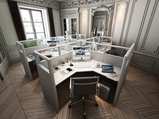 6x6 L Shape Cubicles- 51H-4 MAN PACKED L Shape Glazed Office Workstations