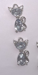4 PCS- CZ  GLASS CATS CLEAR 36X12MM   PENDANTS