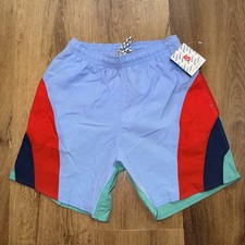 NOS Vtg Newport Blue Shorts Swim Trunks 80s 90s New Wave Color block Mens Small