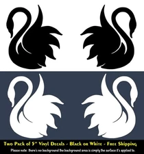 Swan Silhouette Two 5" White or Black Vinyl Decal Car Windows Any Flat Surface