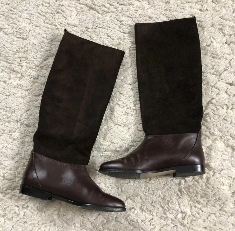 Botas hasta la rodilla de gamuza de cuero para mujer Nina hechas en Argentina marrón talla 7B Foto 2 de 4