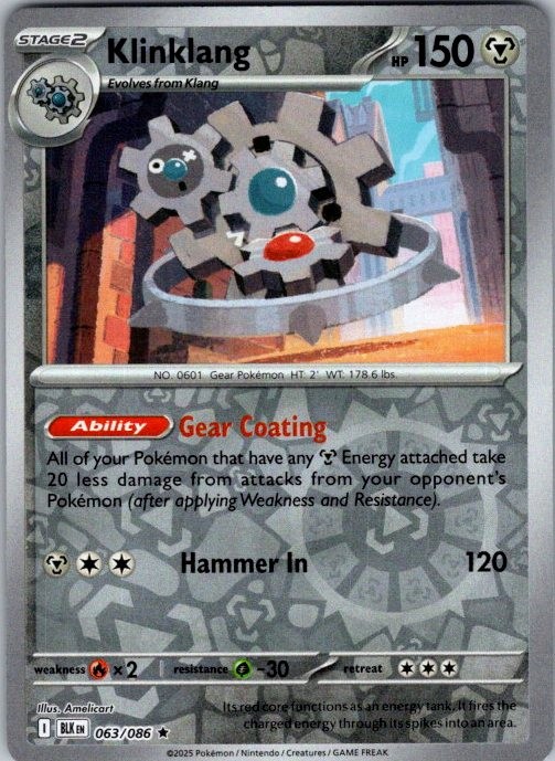 Pokemon | SV: Black Bolt | Klinklang | 063/086 | Reverse Holo | NM