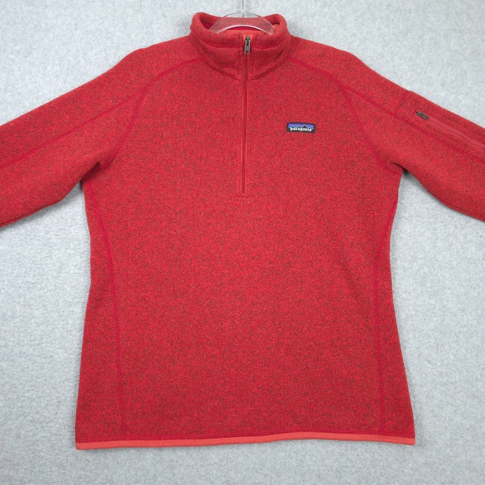 Suéter Patagonia Better feminino grande vermelho 1/4 zíper lã caminhada casual pulôver - Imagem 2 de 4