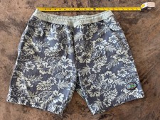 VTG Gecko Hawaii Men s Shorts Size L Tropical Floral Blue
