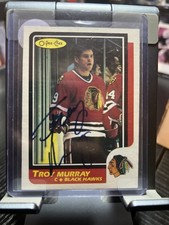O-Pee-Chee Troy Murray Autographed Black Hawks Hockey Card Original