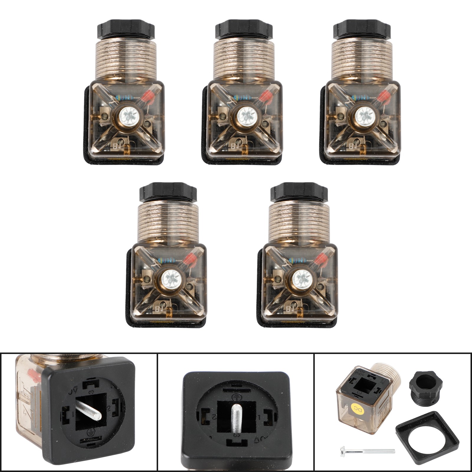 Din 43650-A PG11 Solenoid Coil Connector Socket With Led 24V Dc 24 Pole + Earth