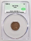 1909 S INDIAN HEAD CENT CACG XF40 GREAT KEY DATE