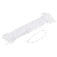 100 x Cotton Hang Tag String Snap Lock Price Tag Fastener Ties White 7.8"