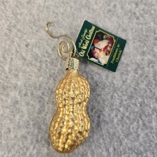 VTG Old World Christmas Peanut Ornament Gold Glass Christmas Holiday Collectible