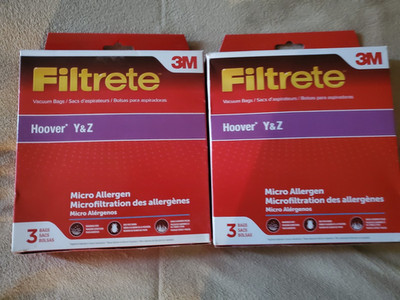3M Filtrete Hoover Y&Z Micro Allergin Vacu Bags 3 Per Box x 2 Boxes #64702B