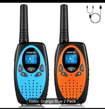 AWANFI Rechargeable Walkie Talkies 2 Pack Blue Orange 22 Channels
