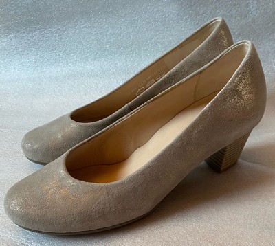 Damen Pumps Beige mit Gold Glitzer 