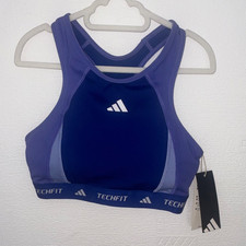 adidas Techfit Medium Support Racerback Sports Bra Blue/Purple Size Small  A-B