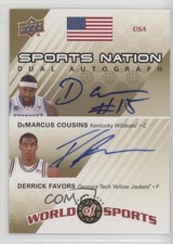 2010 World of Sports Nation Dual 50/50 DeMarcus Cousins Derrick Favors Auto 2u3