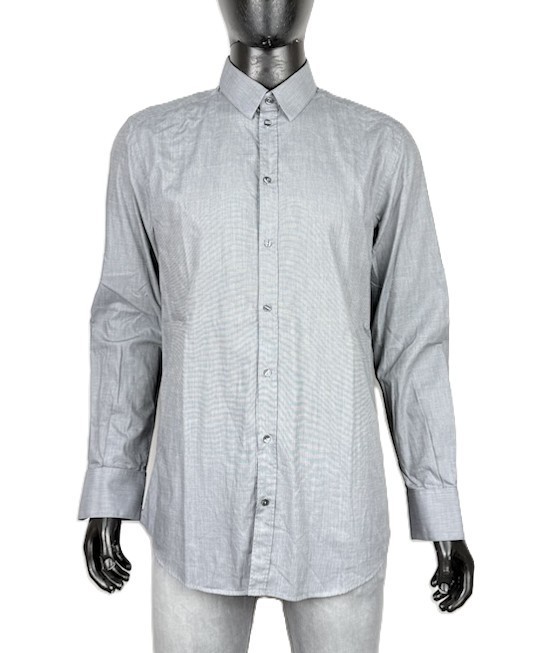 Dolce&Gabbana Gold Camicia Uomo 42 L Grigia Cotone Made in Italy Top Quality