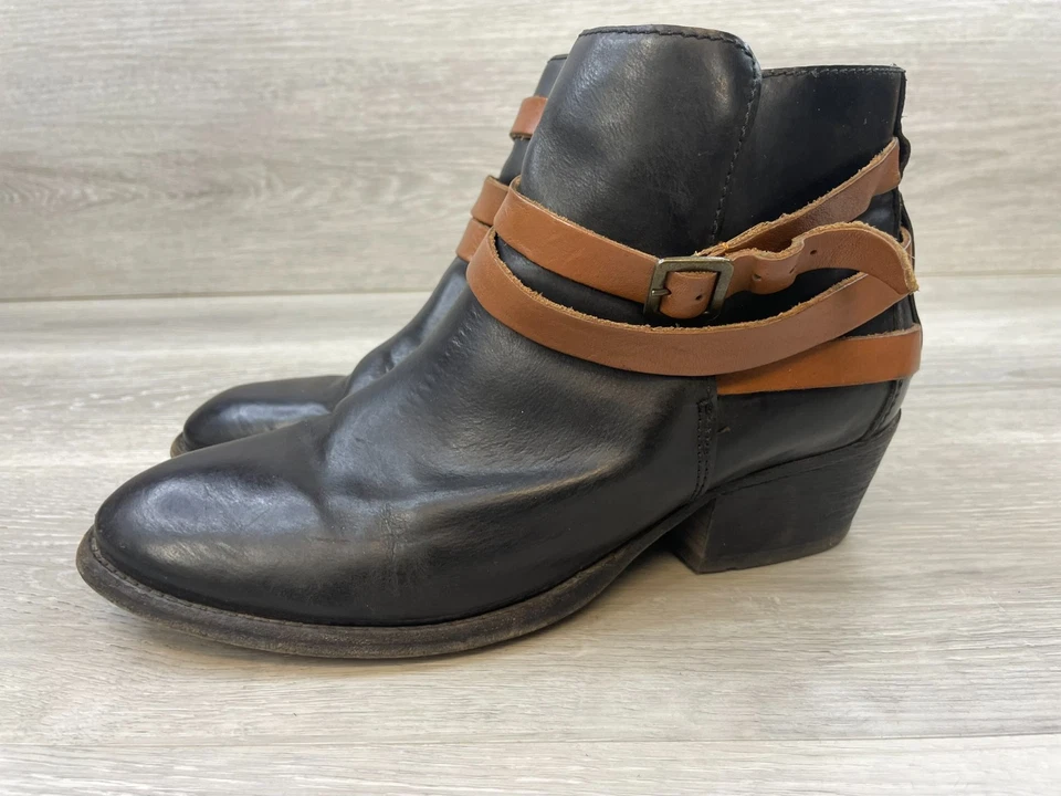 H by Hudson Madewell Horrigan Para Mujer 9.5 Negro Botín Cuero Botín Hebilla Foto 3 de 4