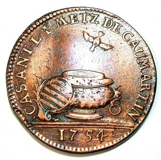 LORRAINE Jeton 1754 Cité de METZ Intendant Antoine L. F. de Caumartin XF