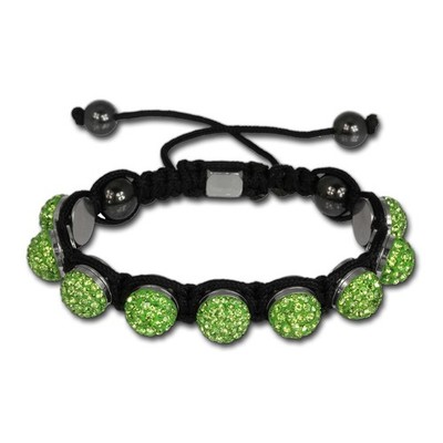 Shamballa Armband original Sterlinx mit 9 grünen Glitzerkugeln SHS90L