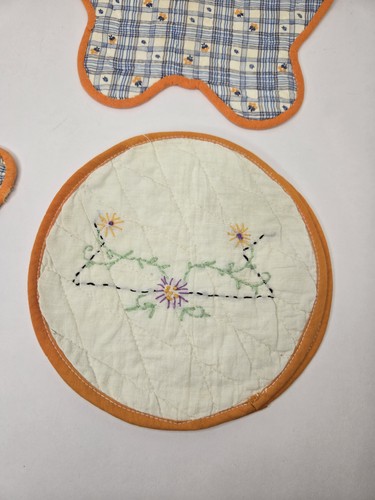 Lote De 4 Piezas Mariposa Porta Ollas Hechas A Mano Vintage Años 70 Hot Pads Trivets - Imagen 11 de 17