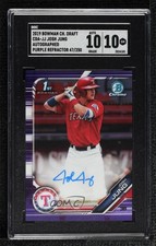 2019 Bowman Draft Chrome Pick Purple Refractor Josh Jung SGC 10 GEM Auto ya6