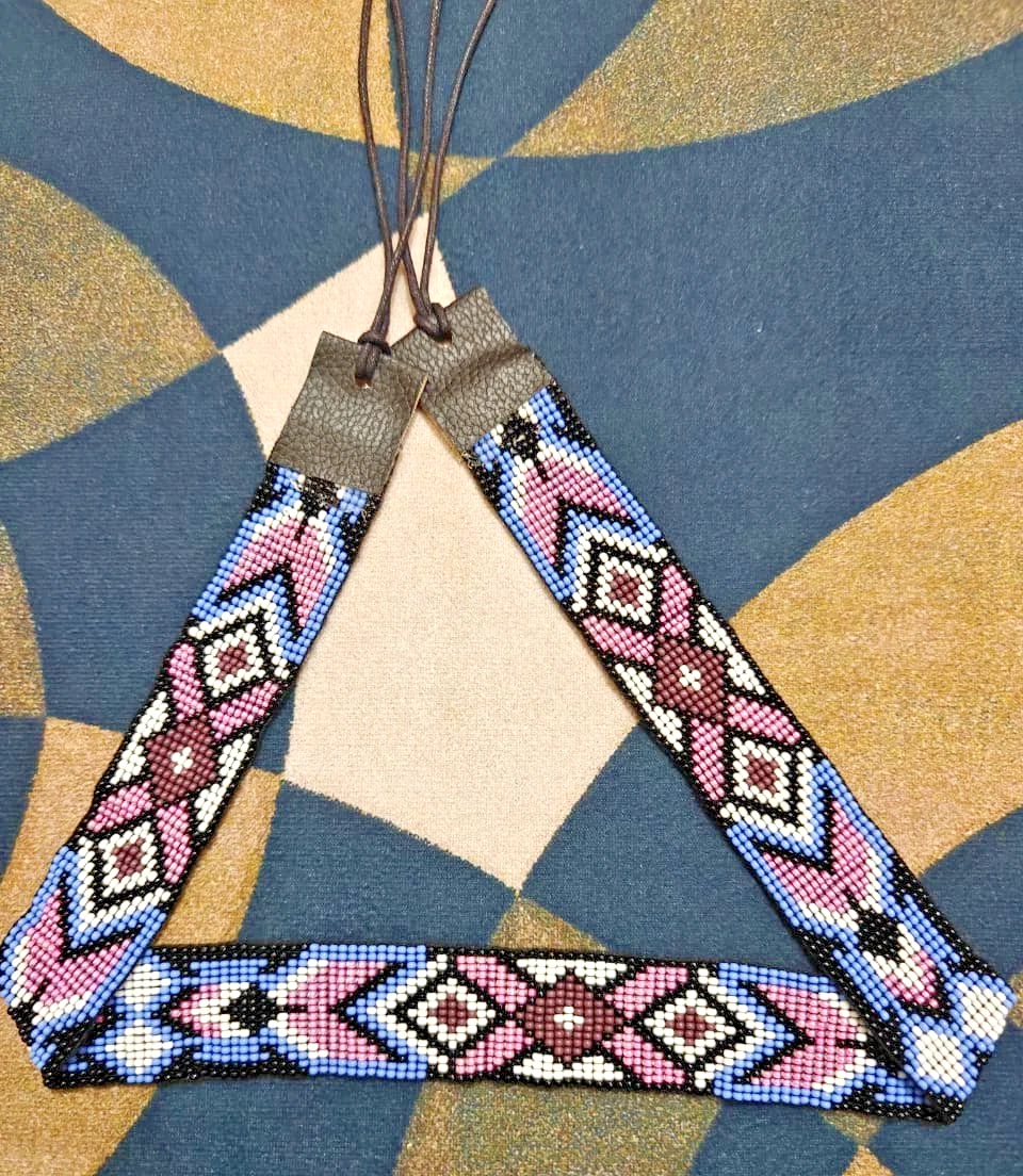 Beaded Hat Band Geometric Southwestern Pattern Cowboy Rode Handmade hatband