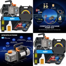 Car HVAC Auto AC Vacuum Pump Kit Manifold Gauge Set 1/3HP For R134A R12 R22 R502