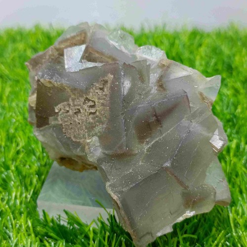 396 Grams Light Black Fluorite Mineral Specimen with 1 by 1 Inch Cubes - Picture 4 of 5