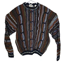 Vintage Norm Thompson Italy 3D Textured Sweater XL Coogi Style Biggie Cosby