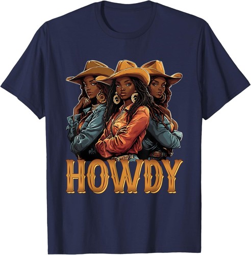 Howdy Retro Western Melanin Black Cowgirl African Women T-Shirt Hoodie - Picture 8 of 14