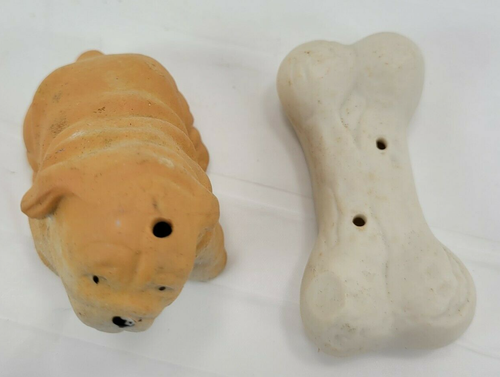 Bulldogge Shar Pei Hund mit Knochen Biskuit Vintage Salz & Pfefferstreuer Made in Taiwan - Bild 6 von 11