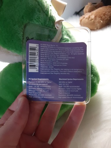 Russ Berrie Shining Stars Green Frog Plush 8", Stuffed Toy, Unopened Code, 2006 - Picture 8 of 13