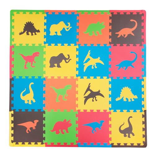 Dinosaur Foam Playmats for Kids |16 Interlocking Foam Mats with 16 Border Pieces