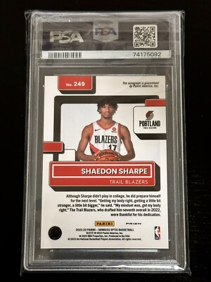 shaedon sharpe auto OPTIC GOLD PSA10