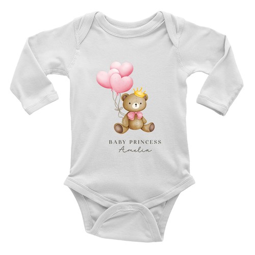 Personalized Embroidered Baby Vest Bodysuit - White, Snap Closure, Custom Gift For Baby Girls, Pink & Silver