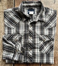 WRANGLER WESTERN LONG SLEEVE PLAID LONG SLEEVE PEARL SNAP SHIRT MENS SIZE XL