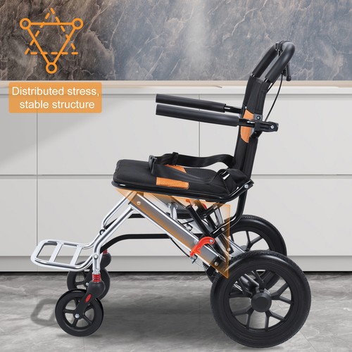 Lightweight Folding Wheelchair for Adults Portable Transport Travel Wheel Chair - Picture 9 of 15